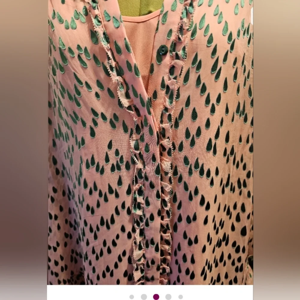 Saloni Pixie Mini Pink and Green Patterned Women's Dress Sz 6 - Picture 5 of 16